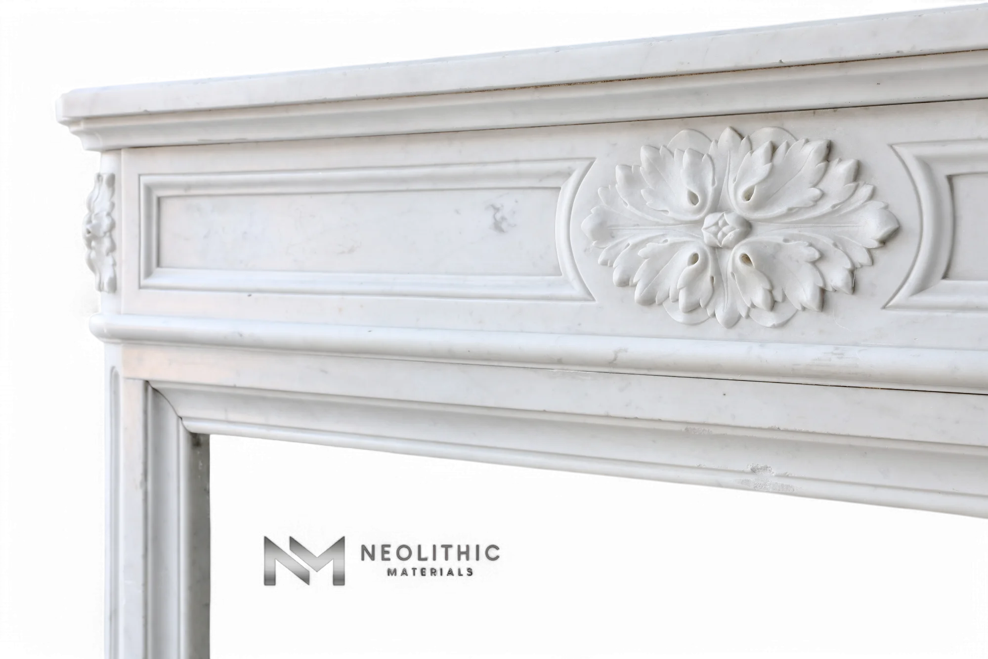 Antique Carrara Marble Fireplace Mantel Louis XVI Style - Image 4